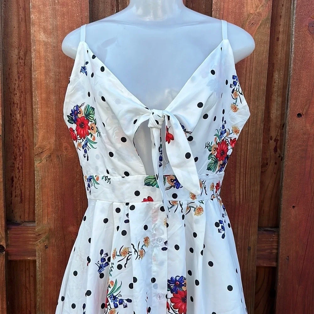 Chic Me Spaghetti Strap Cut Up V-neck Maxi Dress Size L Floral - Picture 4 of 13